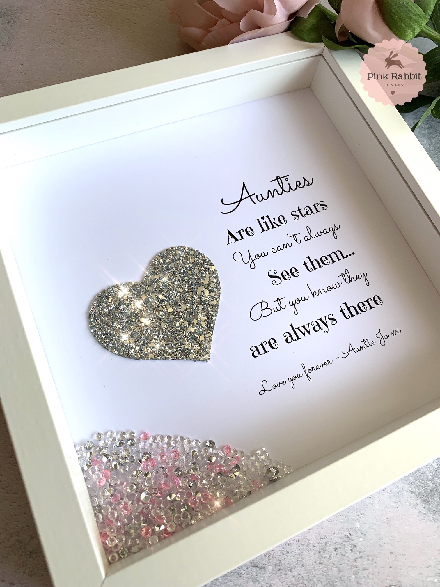 Loved Ones Are Like Stars Personalised Frame Pink Rabbit Designs